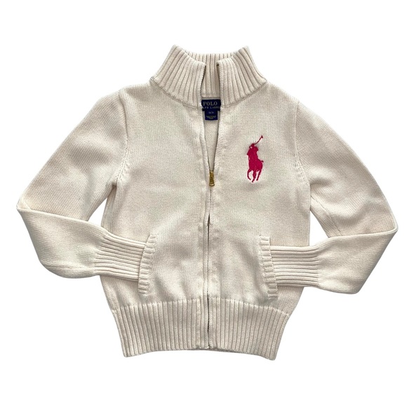 Ralph Lauren Polo Girls Cream Knit Big 